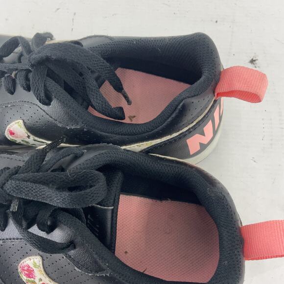 Nike Court Borough AF1 Floral Girls Black Sneakers Size 7Y Preowned - Picture 5 of 8